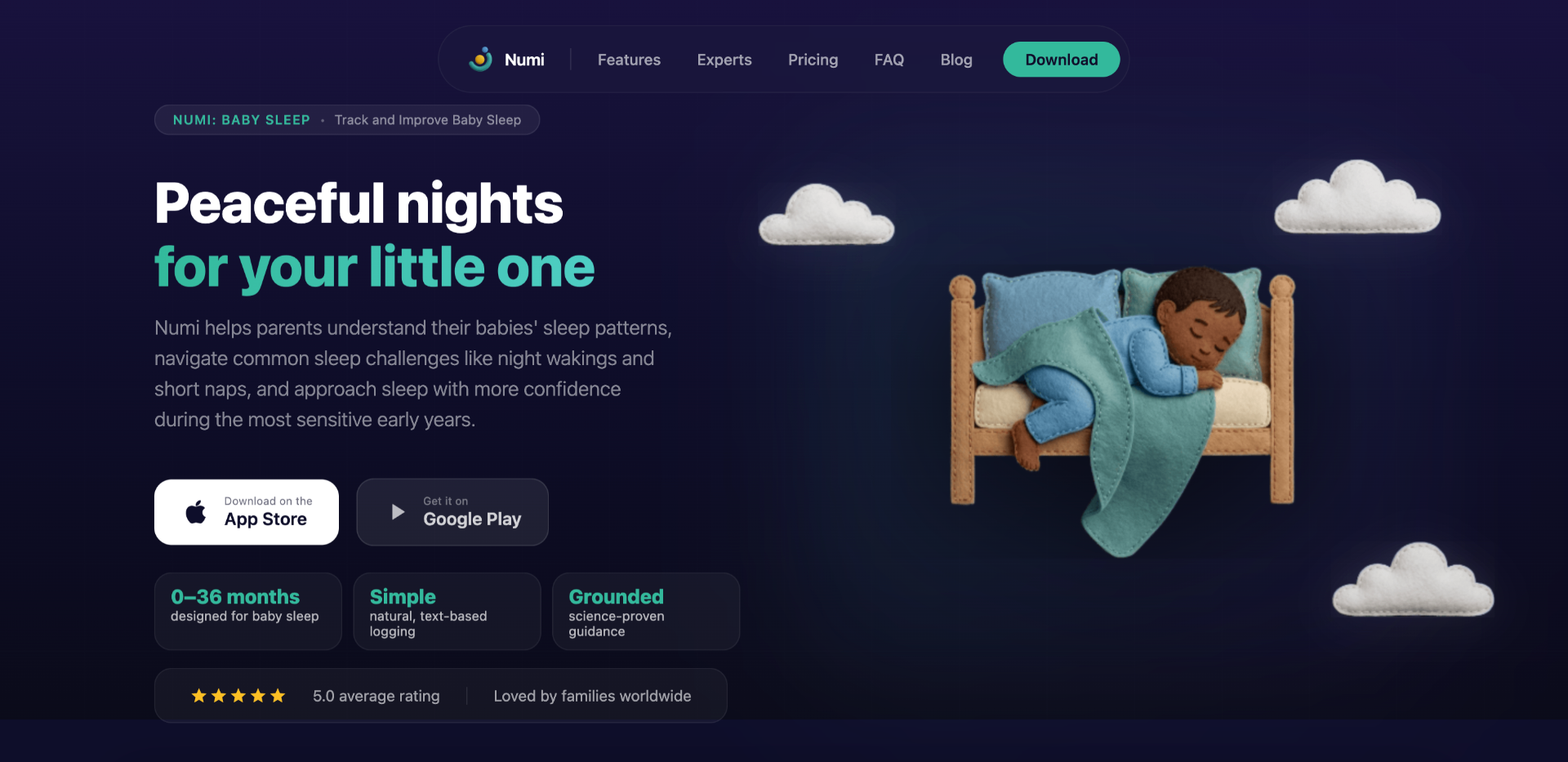 Numi marketing website homepage